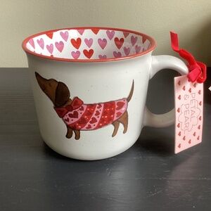 NWT Petal & Pearl Dachshund White Ceramic Mug